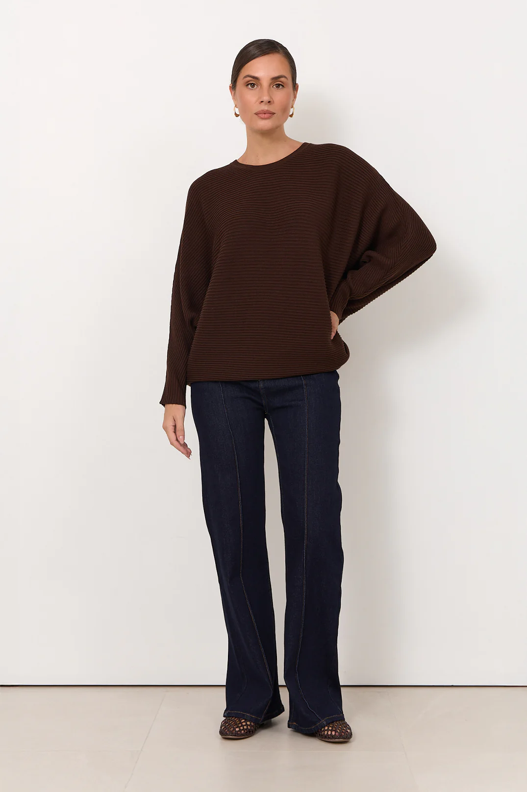 Marisol Batwing Knit Top (Chocolate) - Image 3