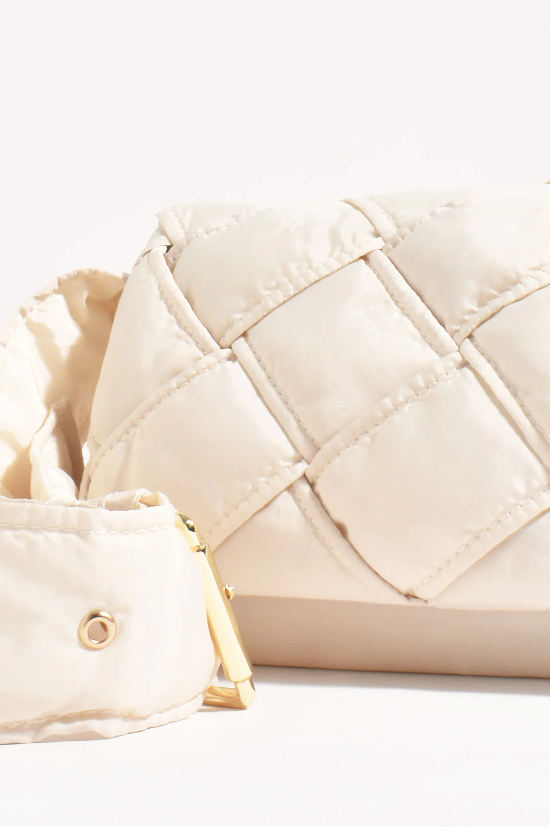 Martina Plait Weave Nylon Cross Body Bag (Cream) - Image 3