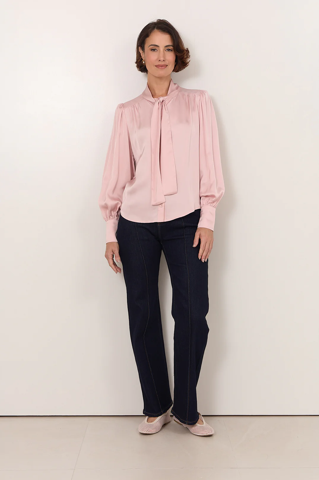 Melody Tie Neck Shirt (Pink) - Image 4