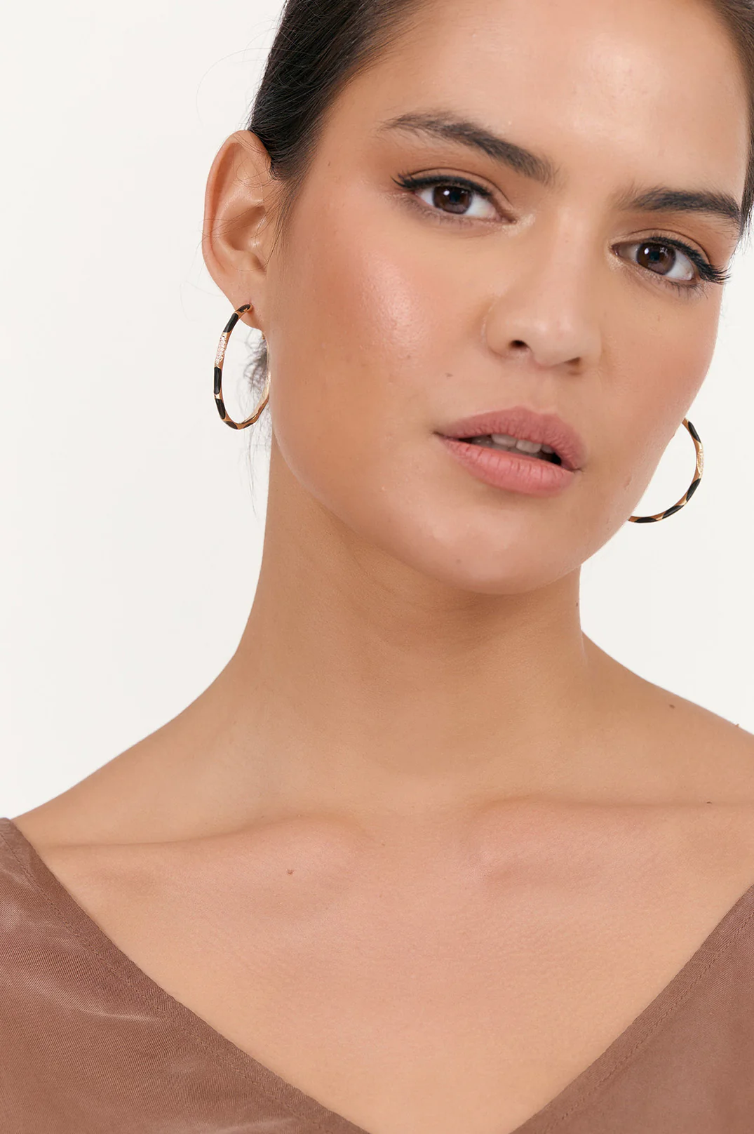 Metal Enamel Statement Hoops (Black)