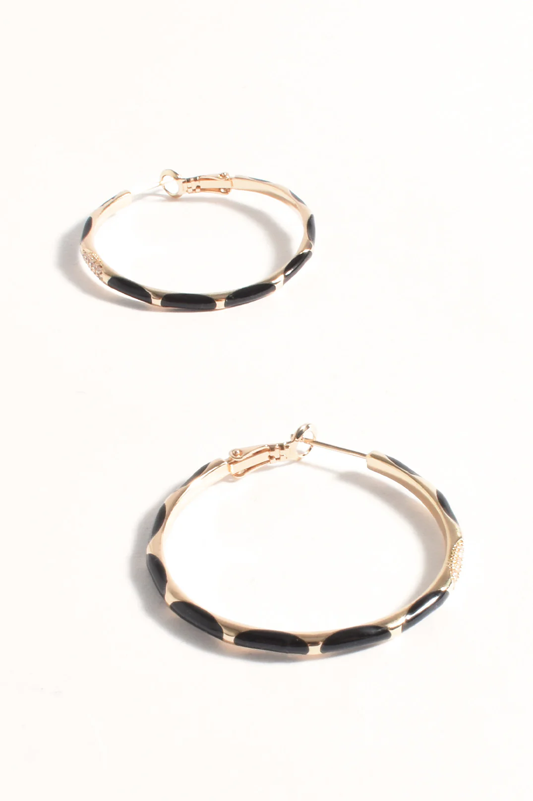 Metal Enamel Statement Hoops (Black) - Image 2
