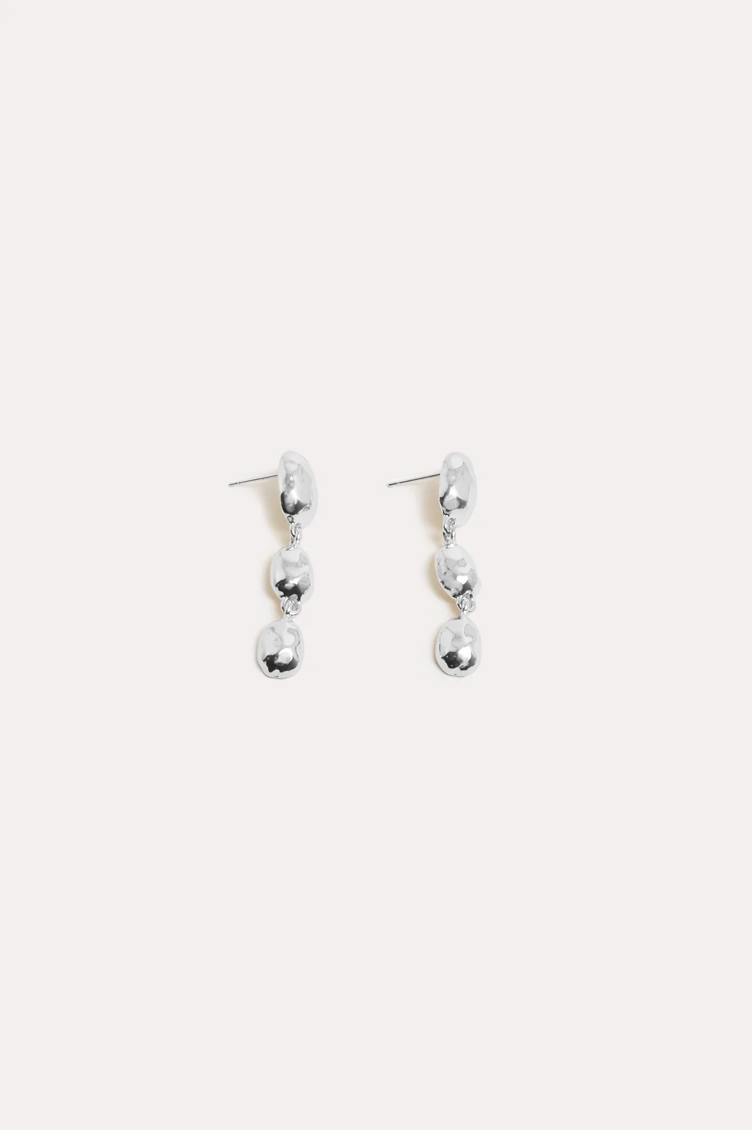 Metal Pod Drop Earrings (Silver) - Image 2