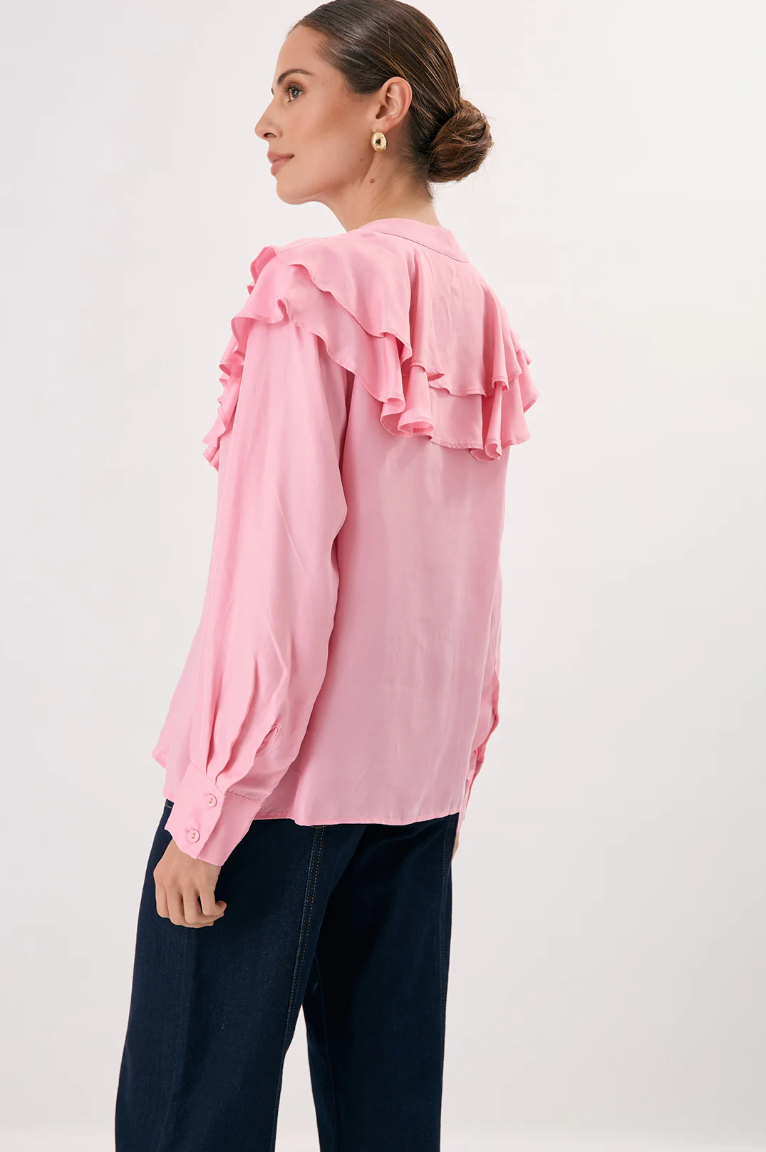 Micky Frilled Cupro Shirt (Pink) - Image 5