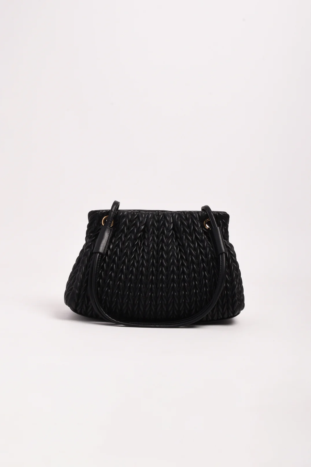 Mina Textured Gathered Handbag (Black) - Image 3