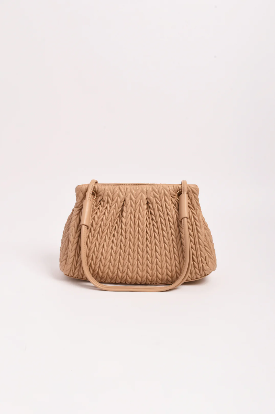 Mina Textured Gathered Handbag (Camel) - Image 4