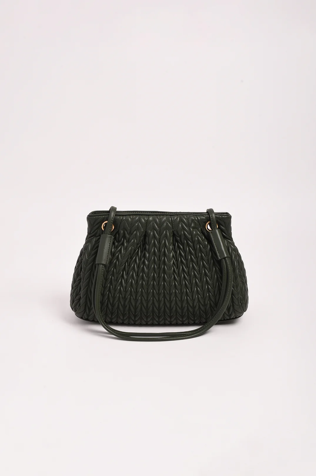 Mina Textured Gathered Handbag (Khaki) - Image 4