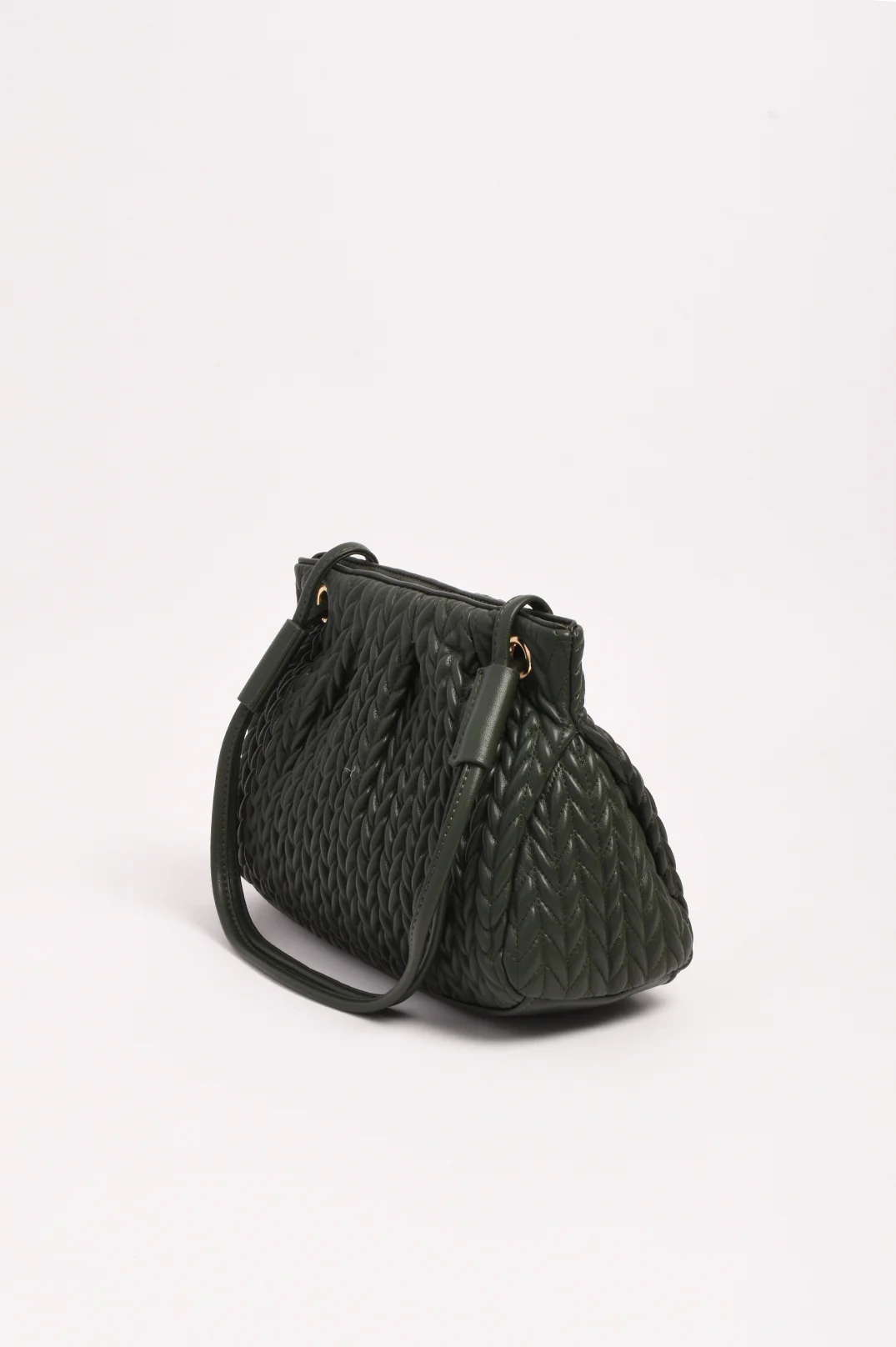 Mina Textured Gathered Handbag (Khaki) - Image 5