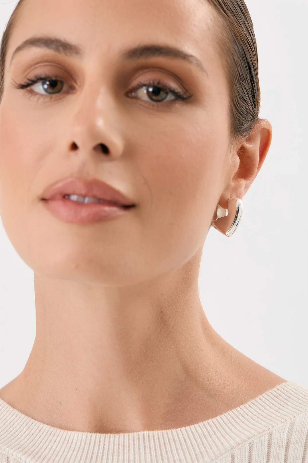 Mini Heart Drop Metal Hoops (Silver)