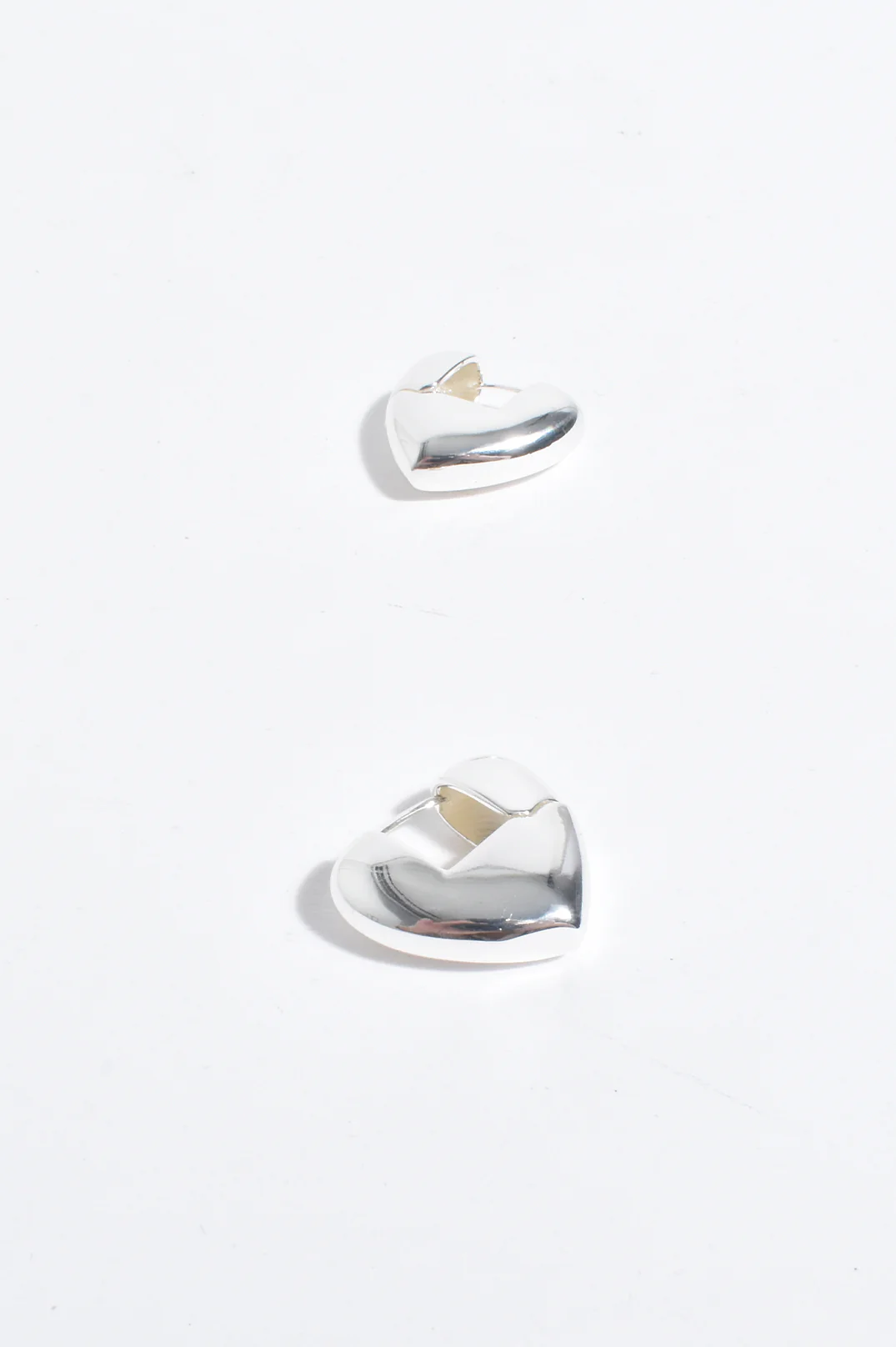 Mini Heart Drop Metal Hoops (Silver) - Image 2