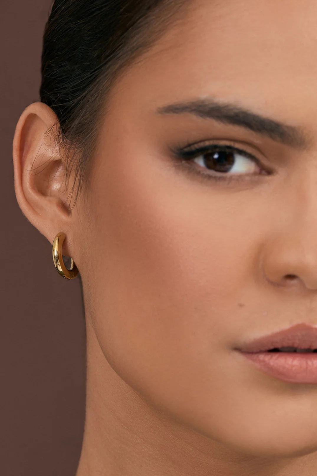 Mini Metal Hoop Earrings (Gold) - Image 2