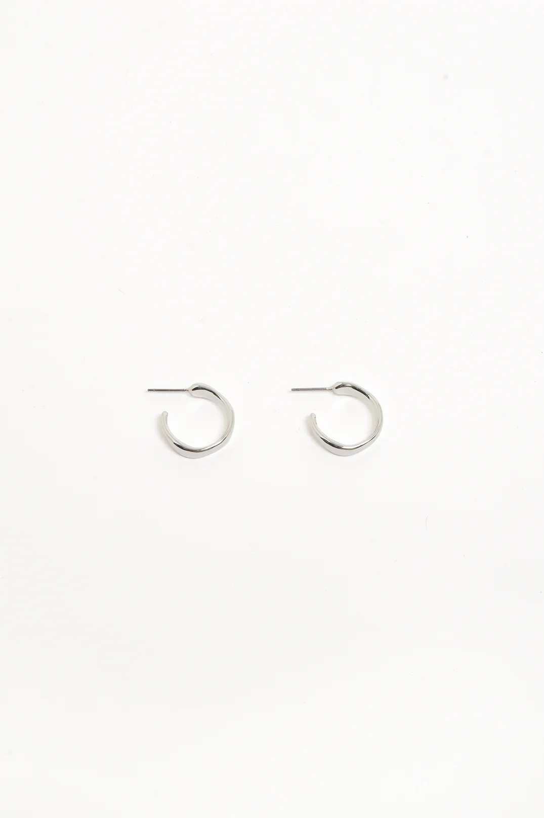 Mini Organic Shape Hoops (Silver) - Image 2