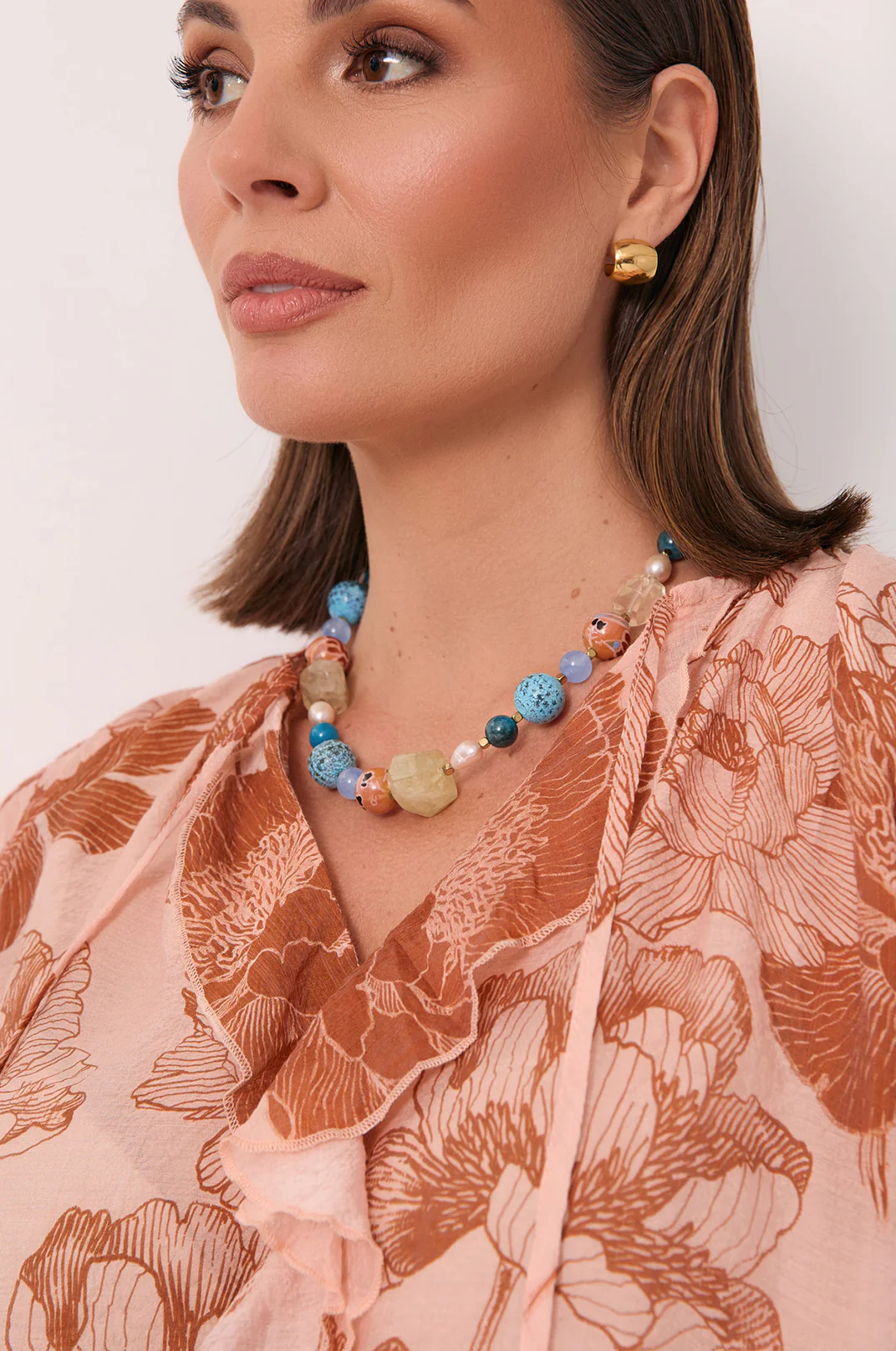 Mixed Bead Short Necklace (Multi) - Image 5