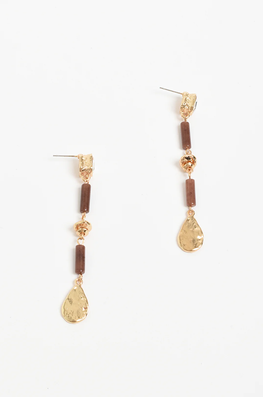 Mixed Materials Fine Drop Earrings (Choc Pink) - Image 2