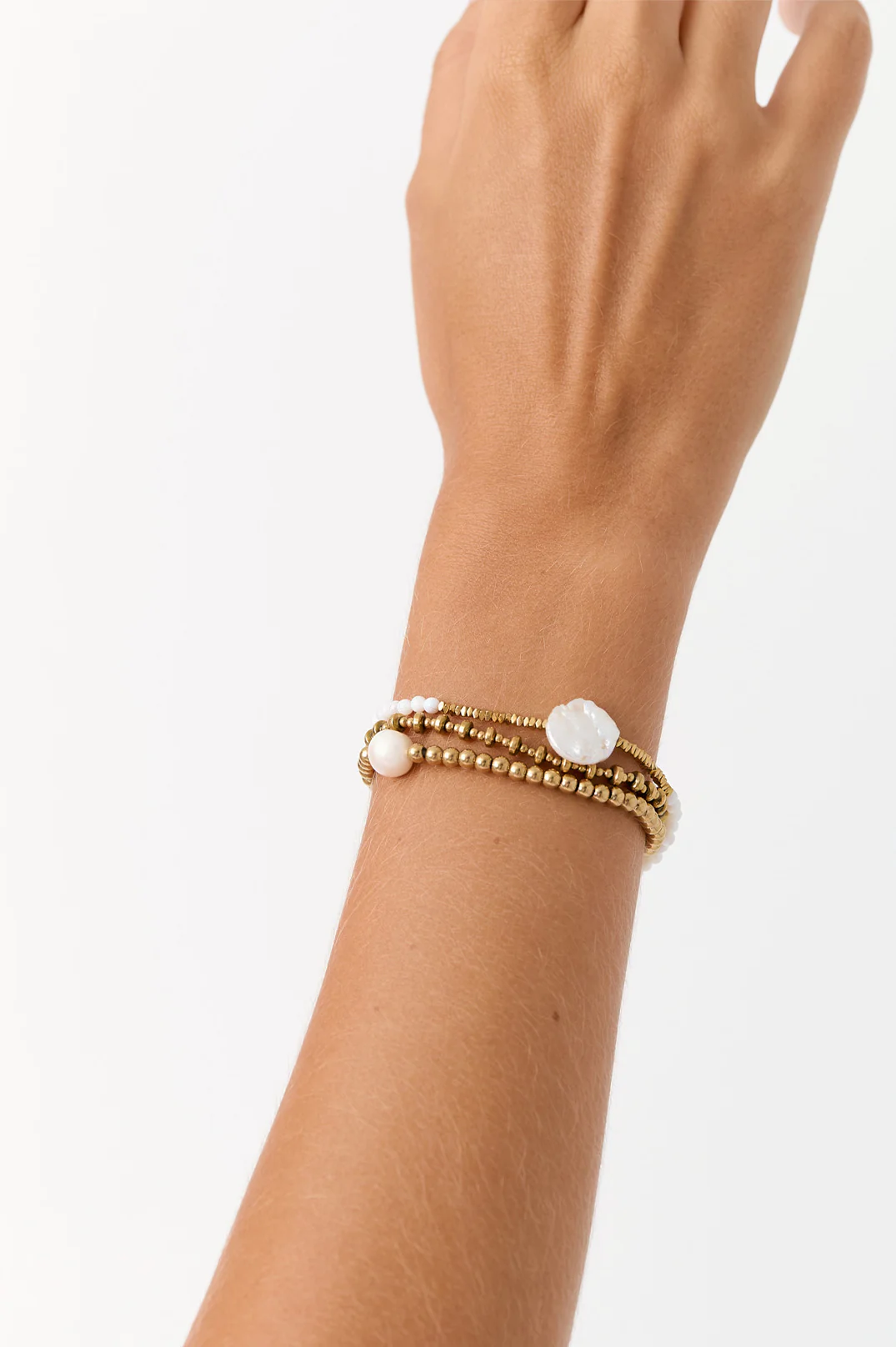 Mixed Metal Beaded Bracelet (Gold) - Image 2