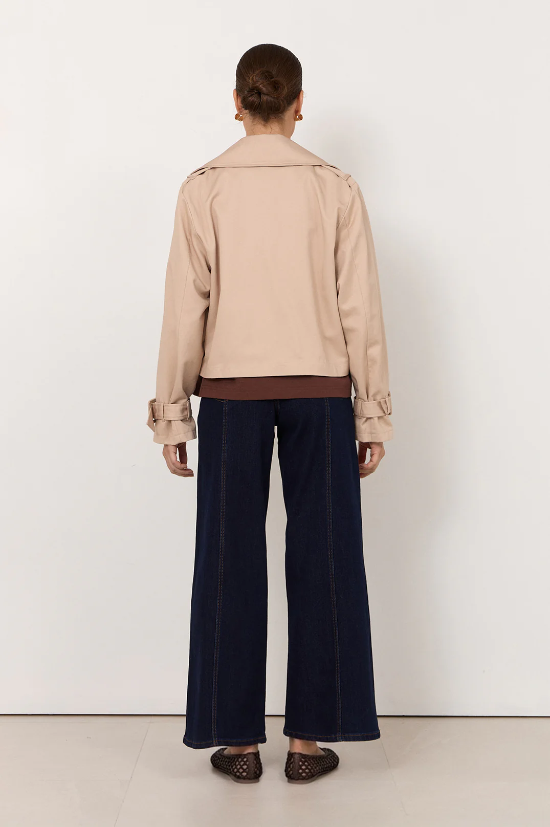 Nessa Cropped Trench Coat (Sand) - Image 4