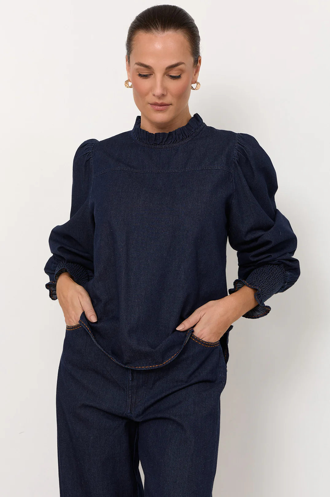 Olivia Lightweight Denim Top (Dark Denim) - Image 3