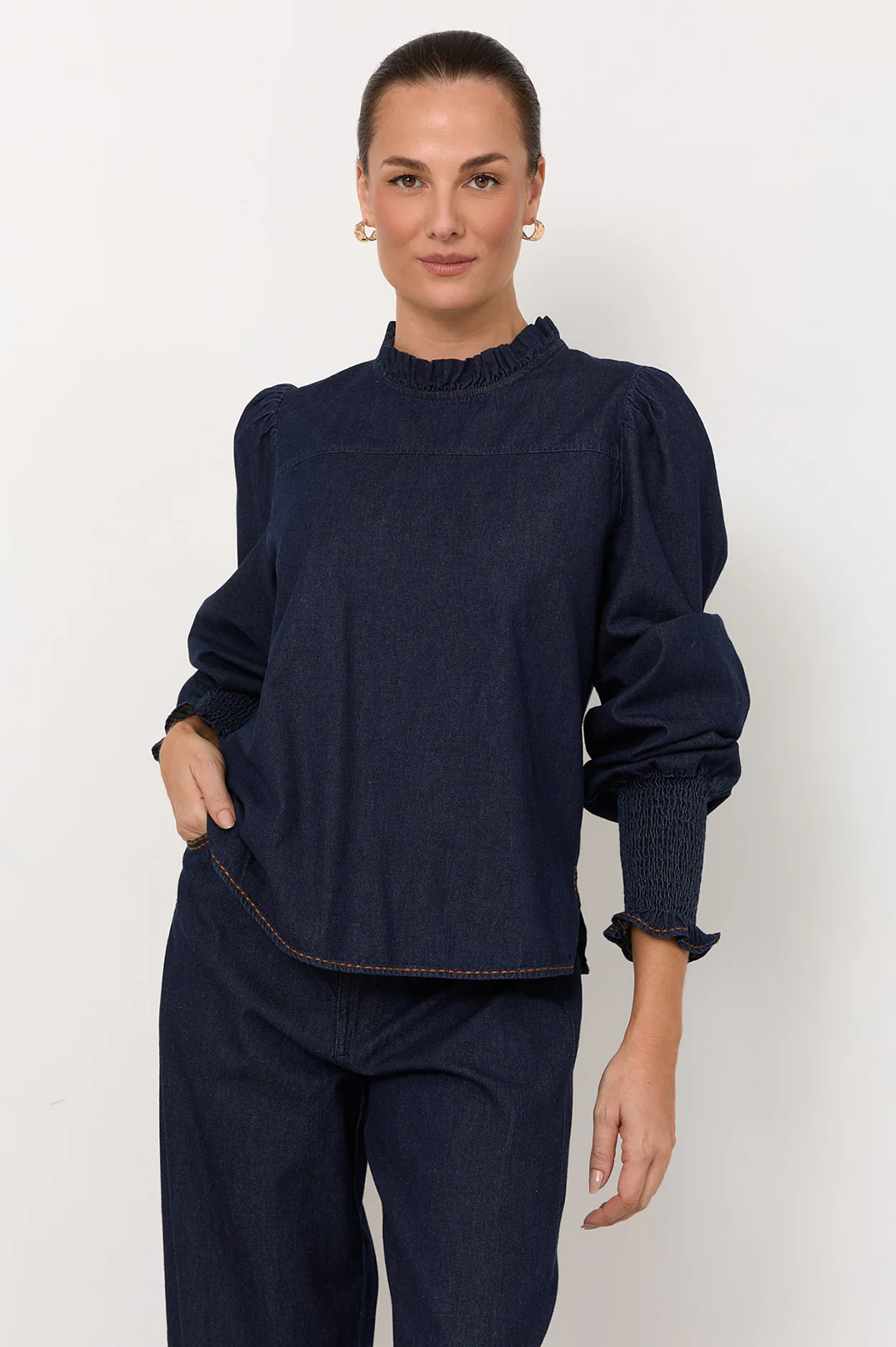Olivia Lightweight Denim Top (Dark Denim) - Image 4