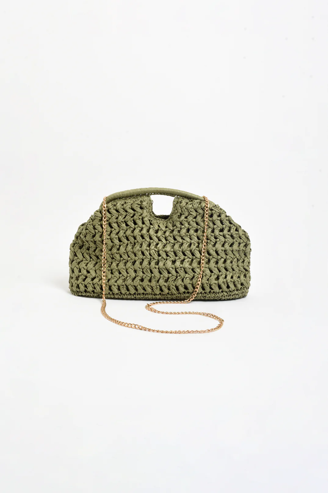 Open Handle Paper Weave Clutch (Khaki) - Image 3