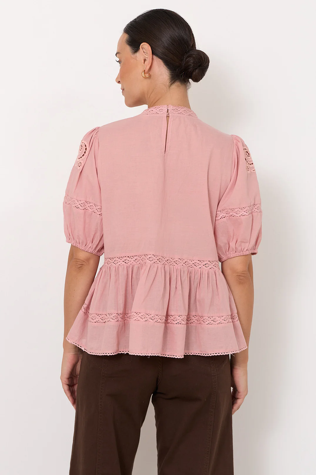 Ophelia Boho Peplum Top (Pink) - Image 4