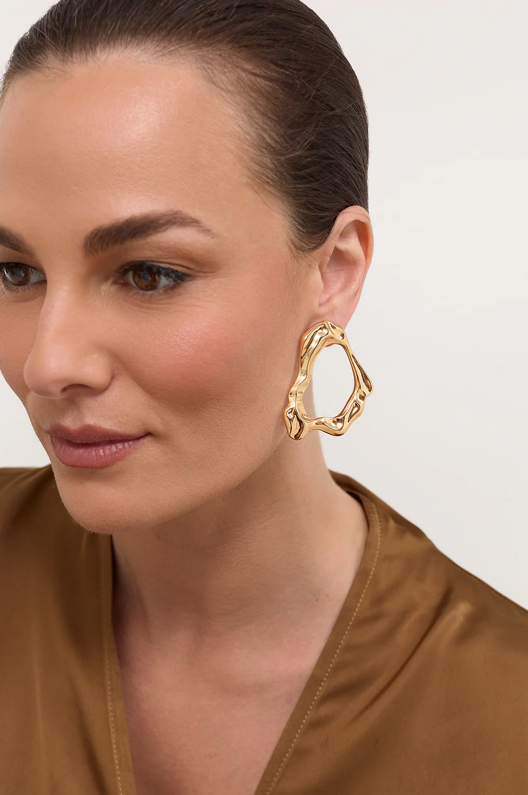 Organic Shape Metal Event Earrings (Gold) - Image 3