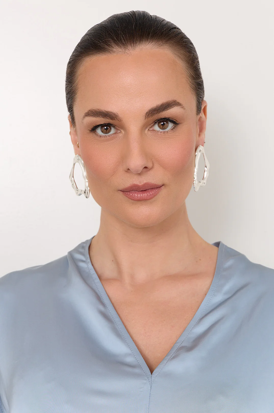 Organic Shape Metal Event Earrings (Silver) - Image 3