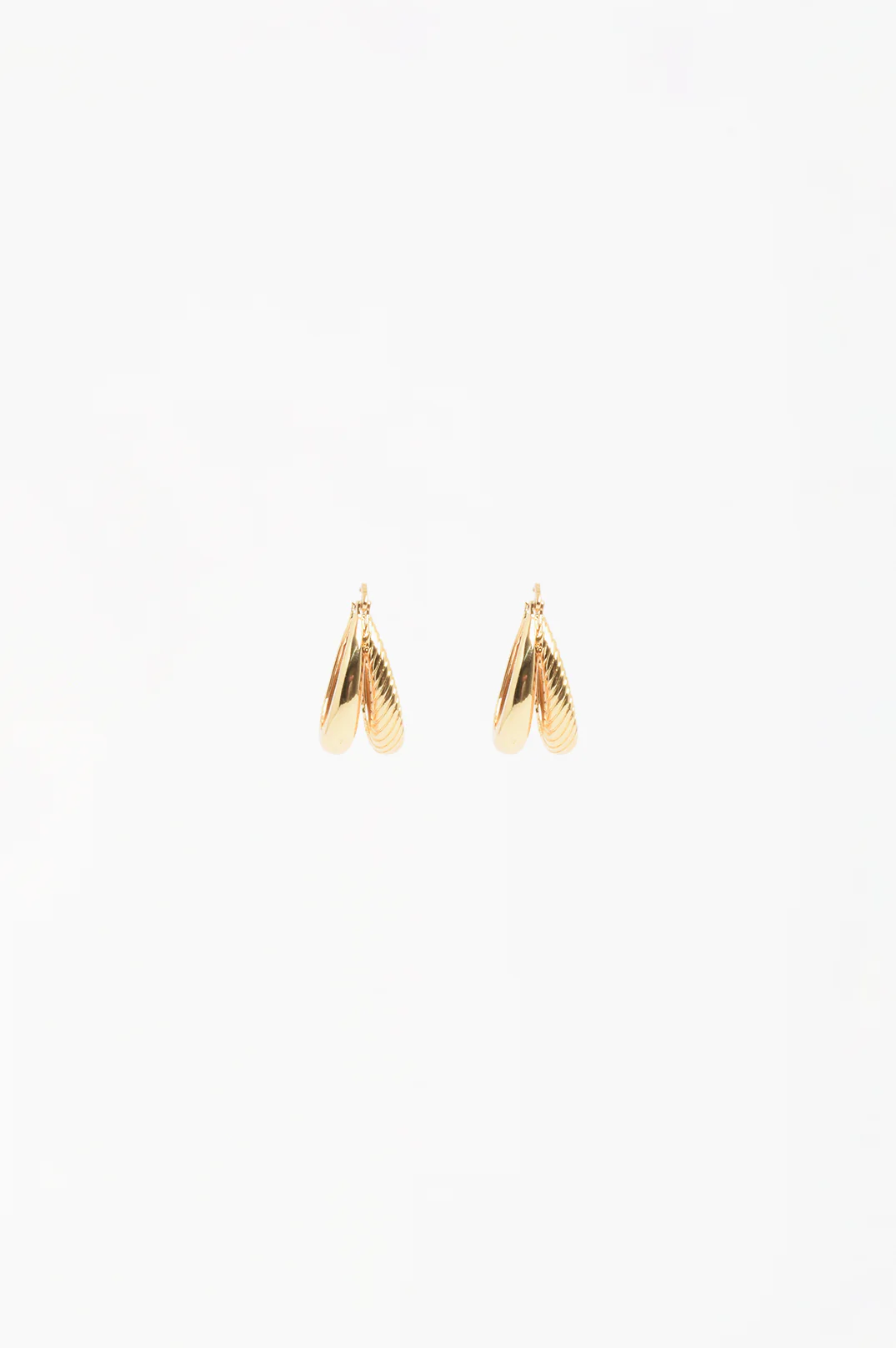 Oval Braid Detail Double Hoops (Gold)