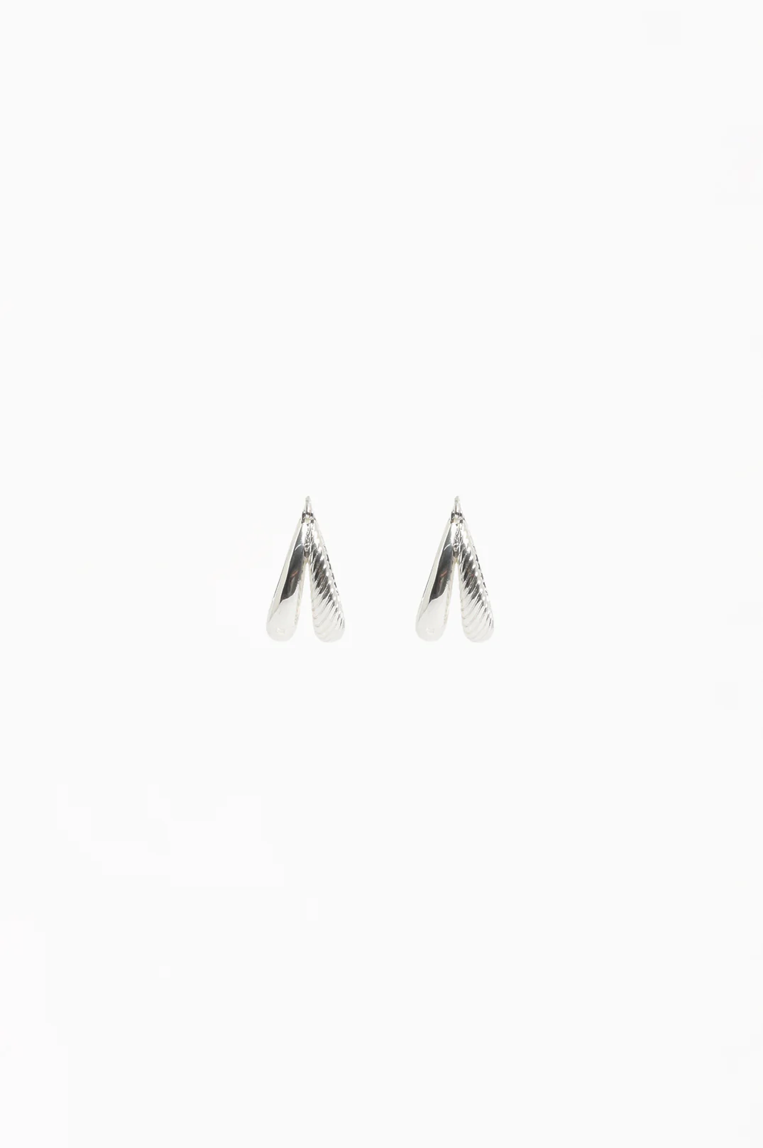 Oval Braid Detail Double Hoops (Silver) - Image 2