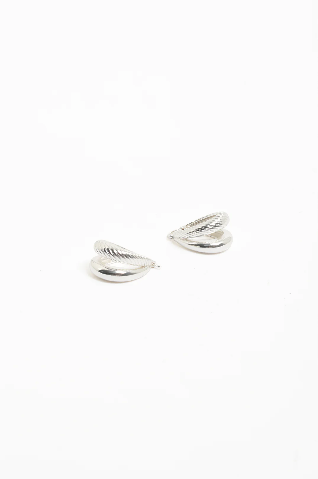 Oval Braid Detail Double Hoops (Silver) - Image 3