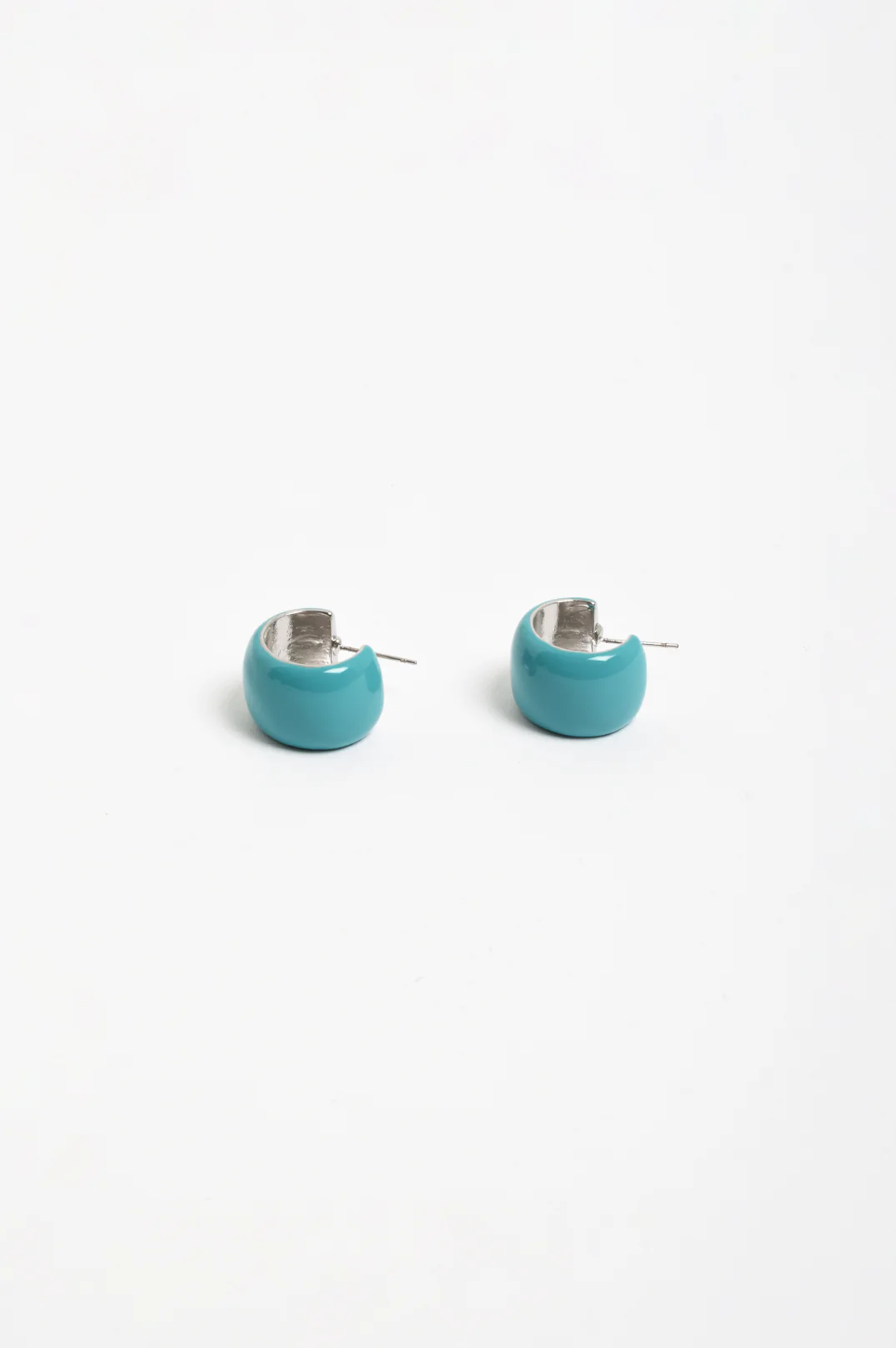 Painted Metal Curved Hoops (Turquoise) - Image 3