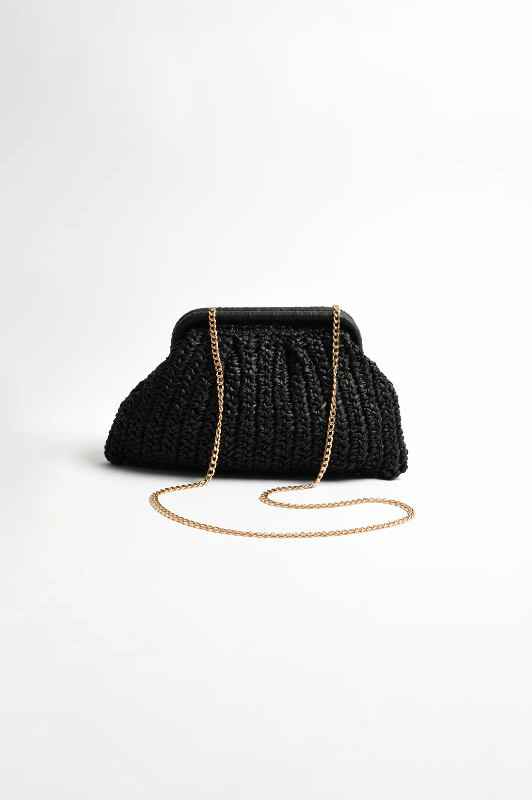 Paper Weave Gathered Clutch (Black) - Image 3