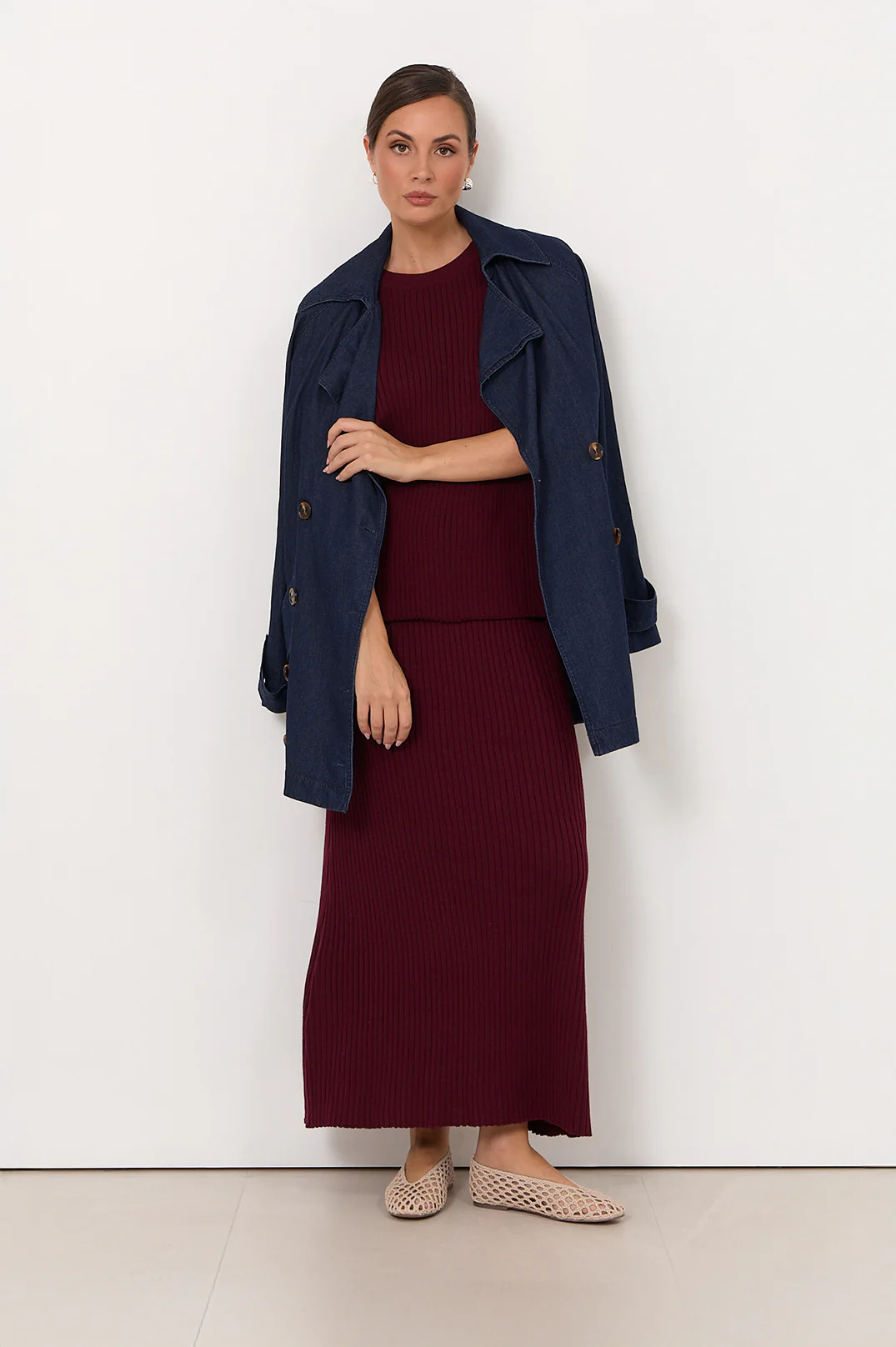 Paris Lightweight Denim Short Trench (Dark Denim) - Image 3