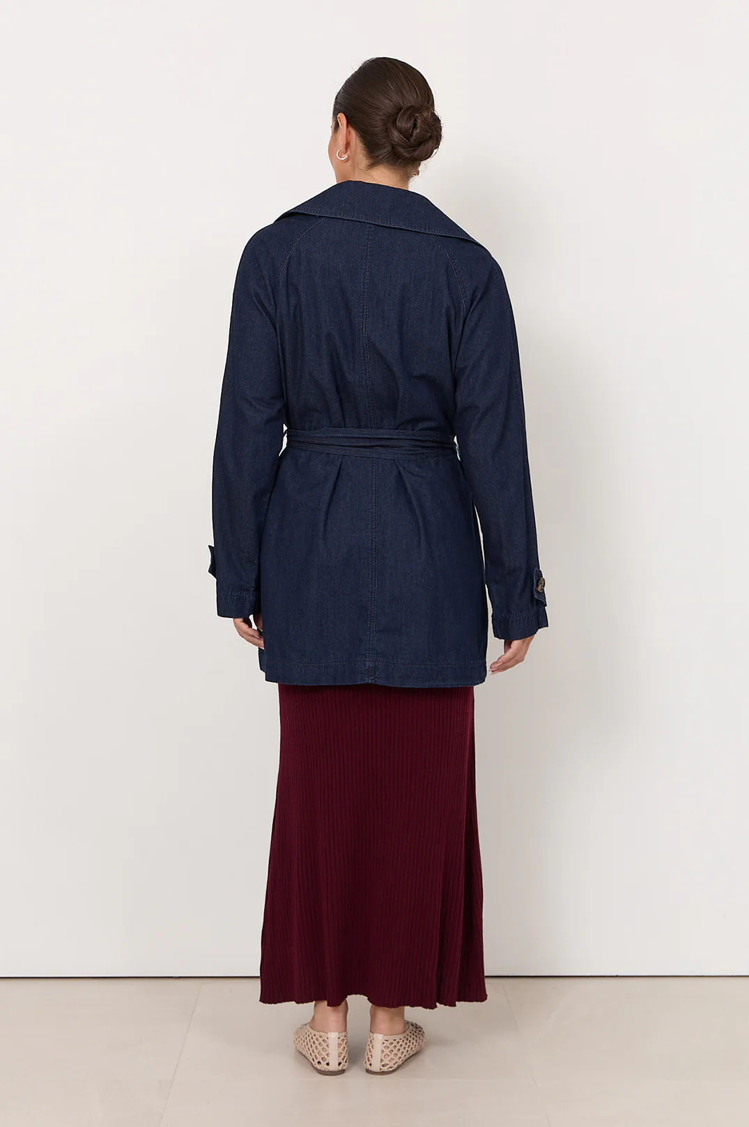 Paris Lightweight Denim Short Trench (Dark Denim) - Image 5