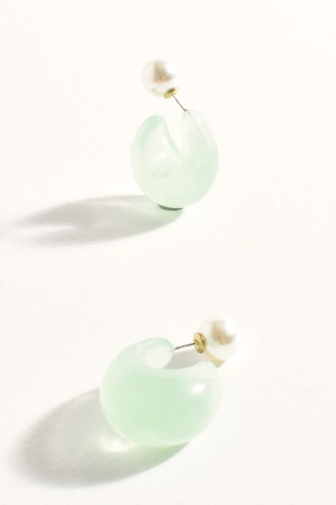 Pearl Back Curved Resin Hoops (Sage Green)