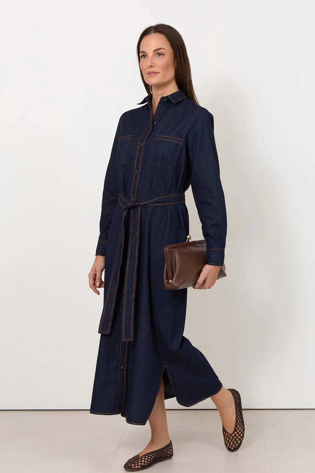 Petrina Lightweight Denim Shirt Dress (Dark Denim) - Image 3