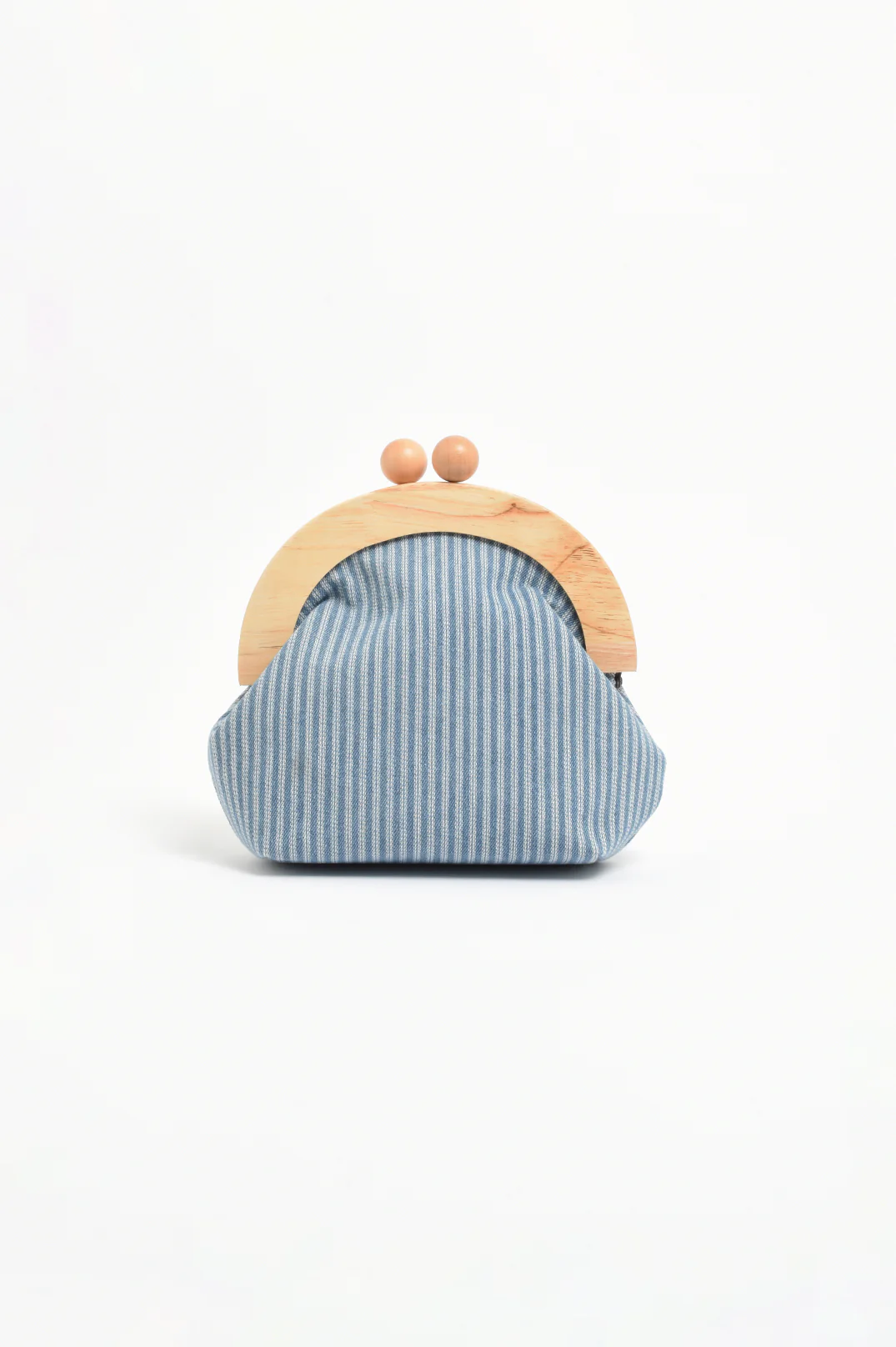 Pinstripe Denim Timber Frame Clutch (Denim)