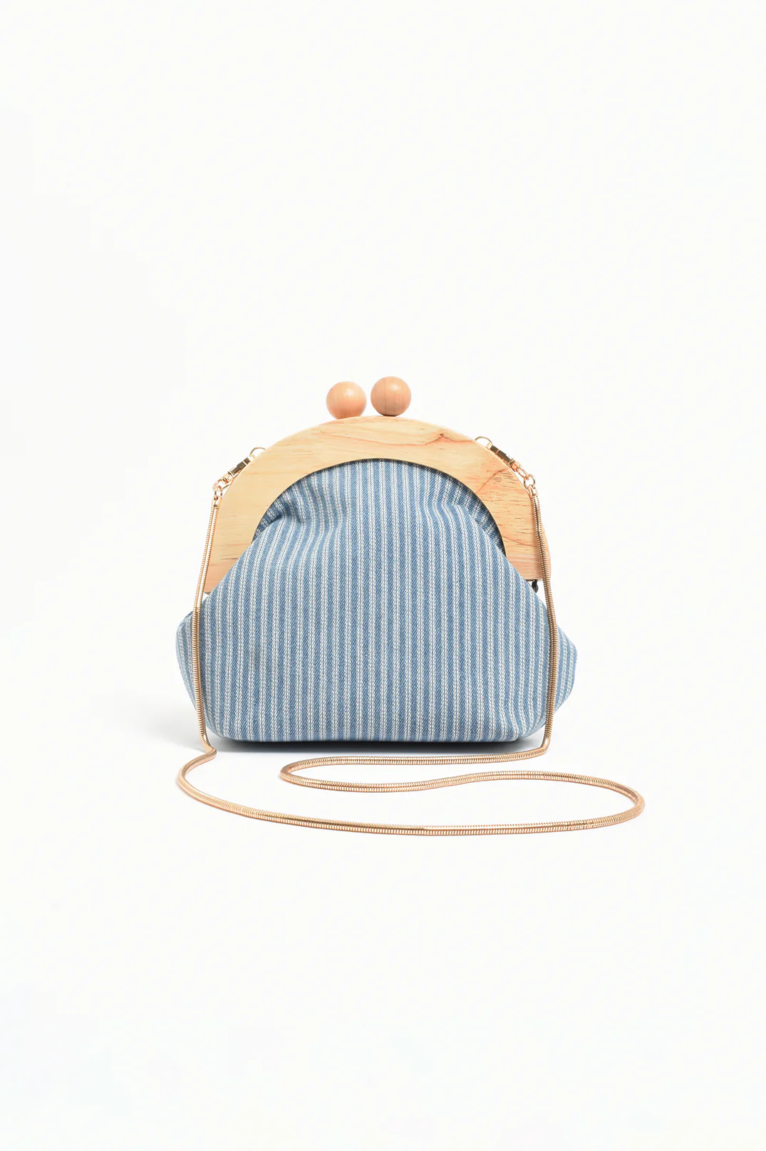 Pinstripe Denim Timber Frame Clutch (Denim) - Image 3