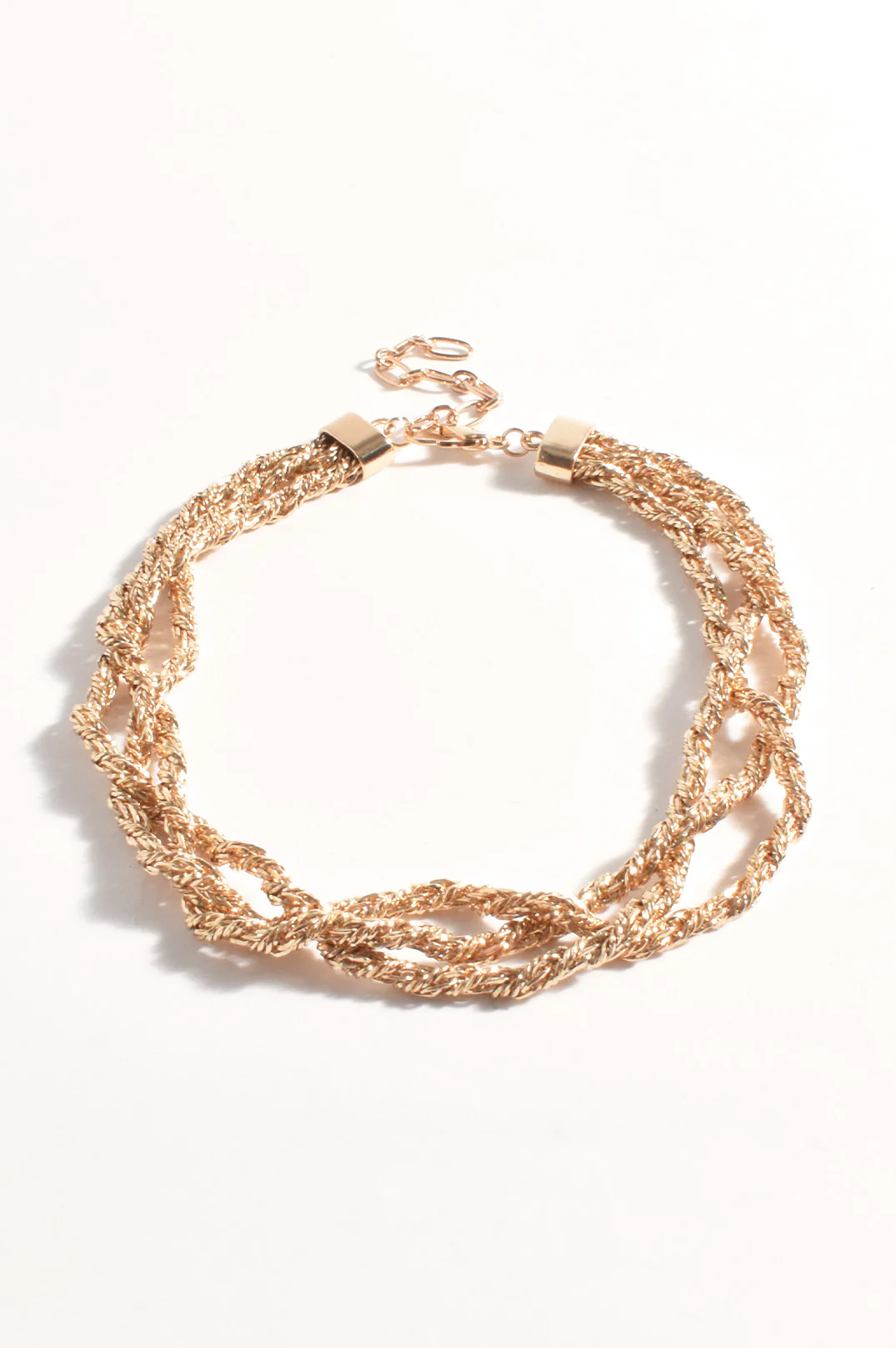 Plaited Interest Chain Short Necklace (Gold) - Image 2