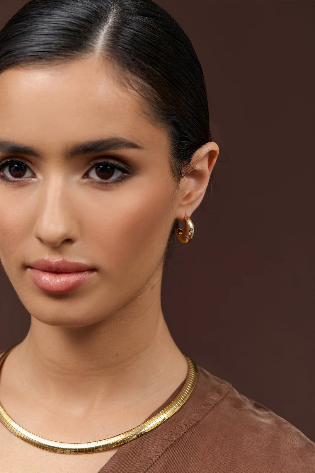 Polished Curve Front Event Earrings (Gold) - Image 2
