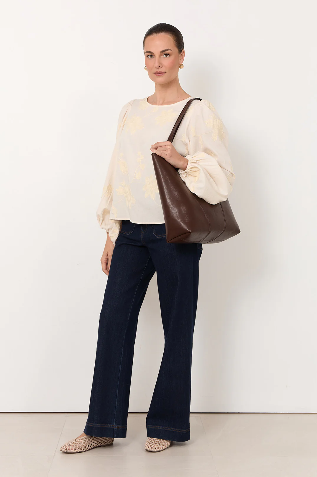 Quinn Simple Panelled Tote (Chocolate) - Image 4