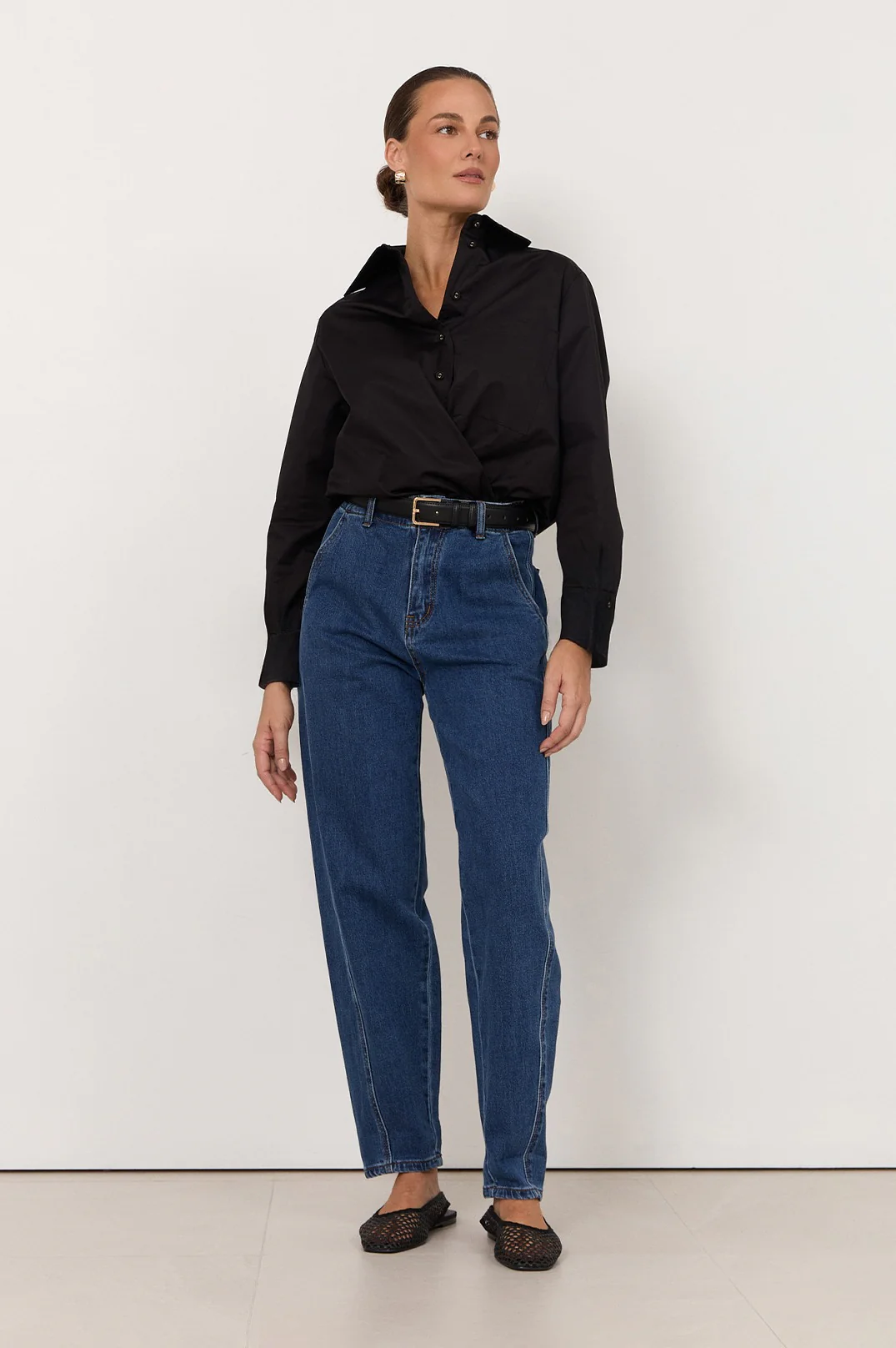 Raya Poplin Shirt (Black) - Image 3