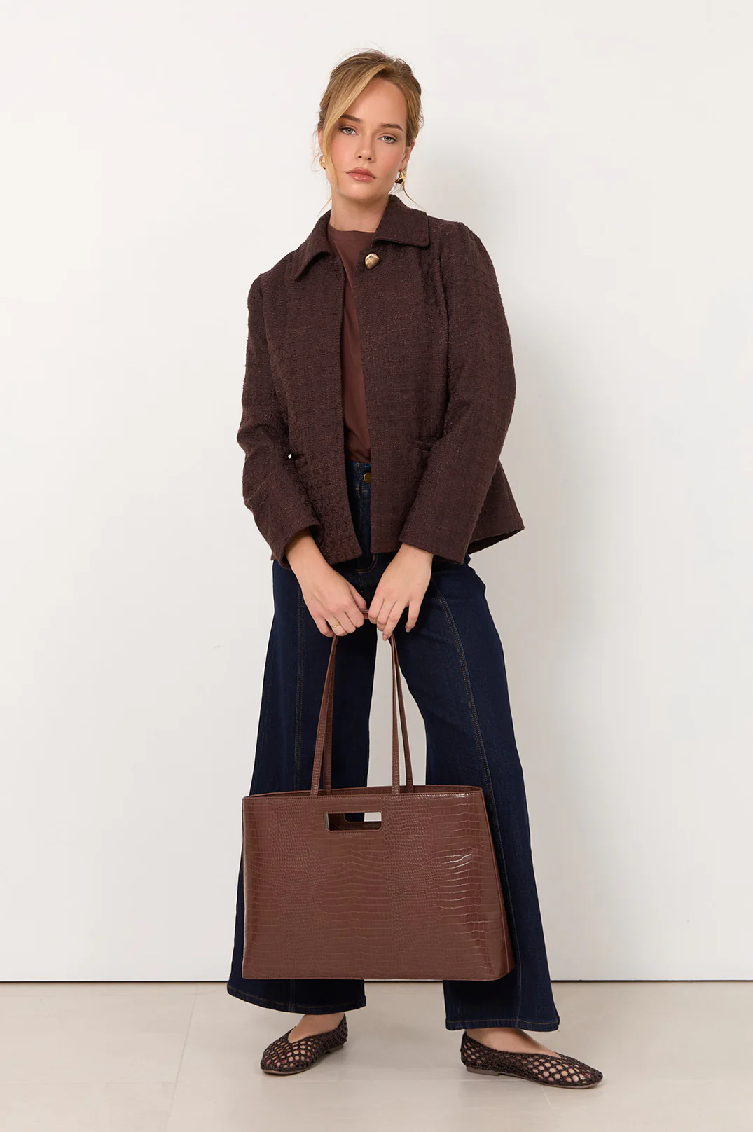 Renee Croc Folio Bag (Chocolate) - Image 4