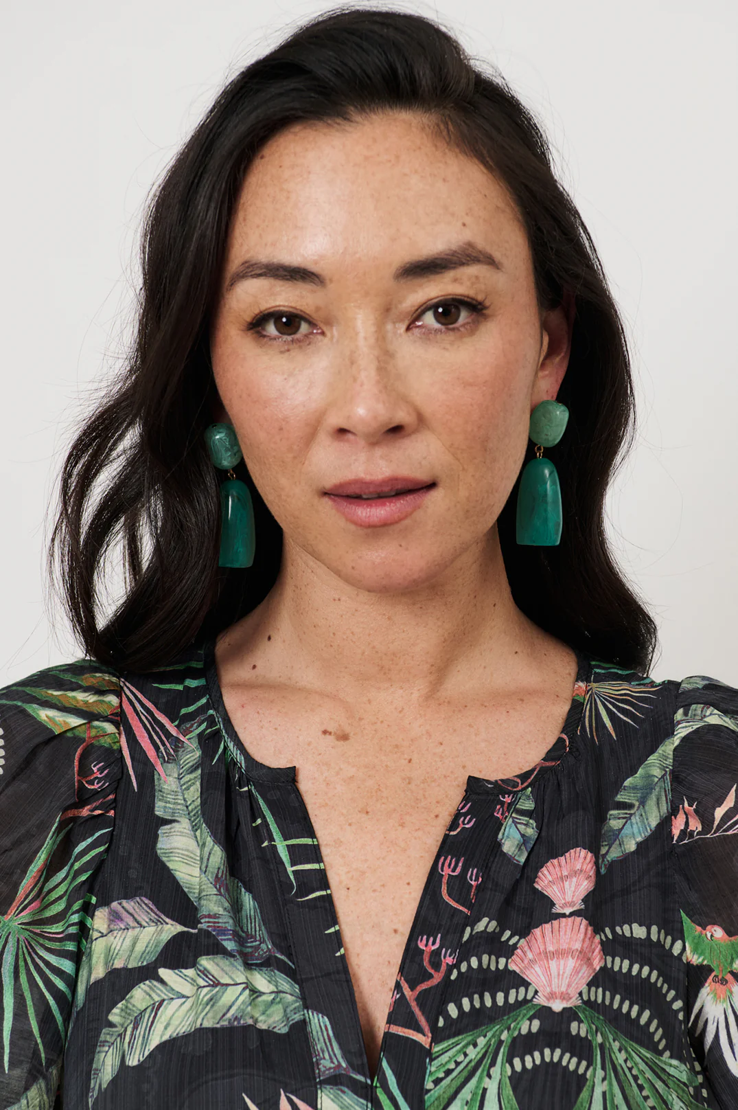 Resin Drop Statement Earring (Teal/Green) - Image 2
