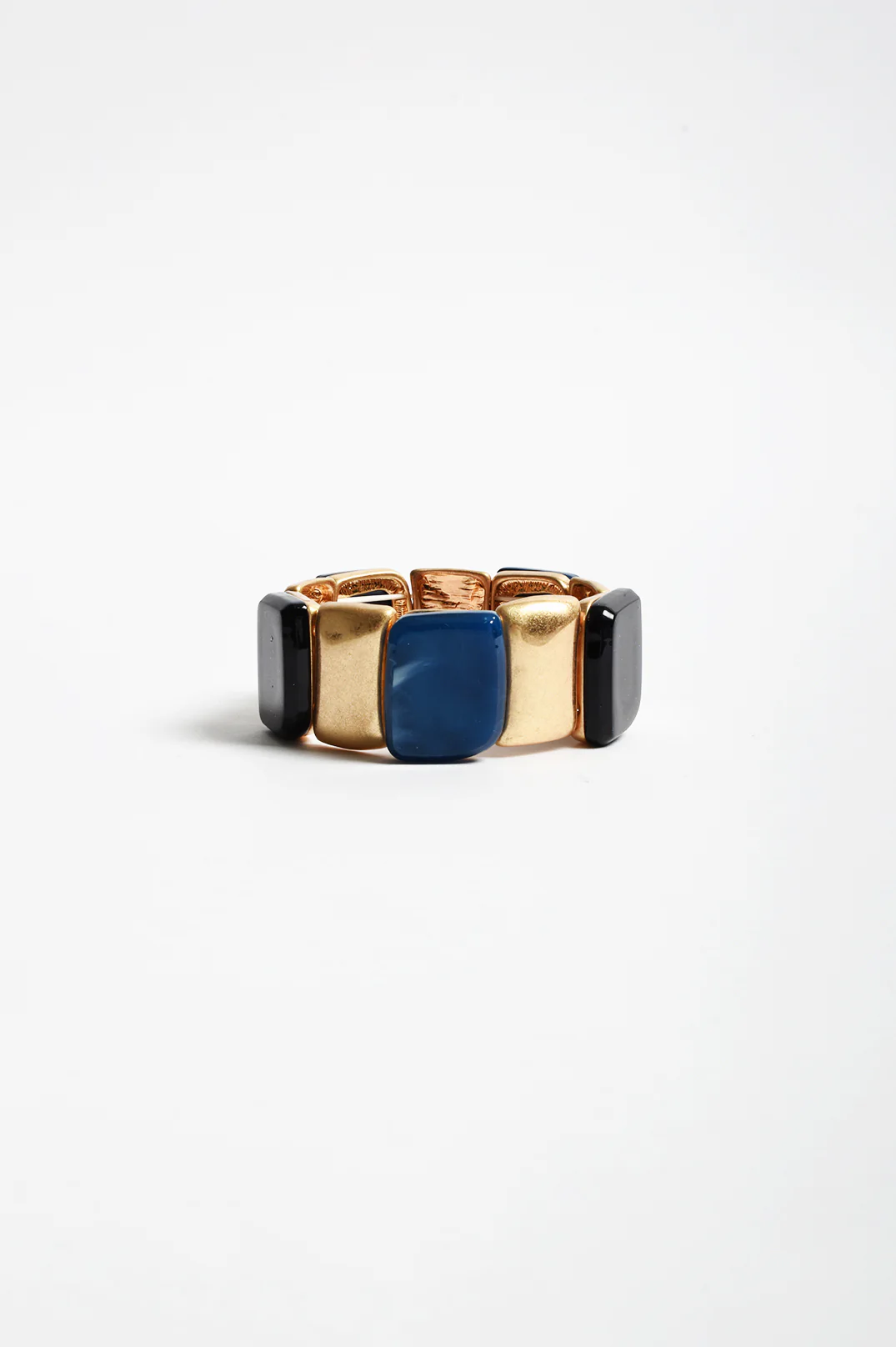Resin Metal Panel Stretch Bracelet (Blue)