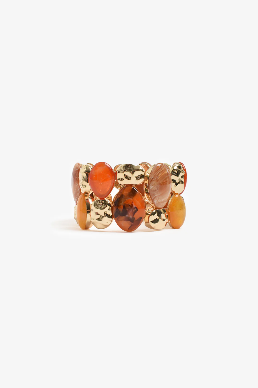 Resin Metal Pods Stretch Bracelet (Terracotta) - Image 2