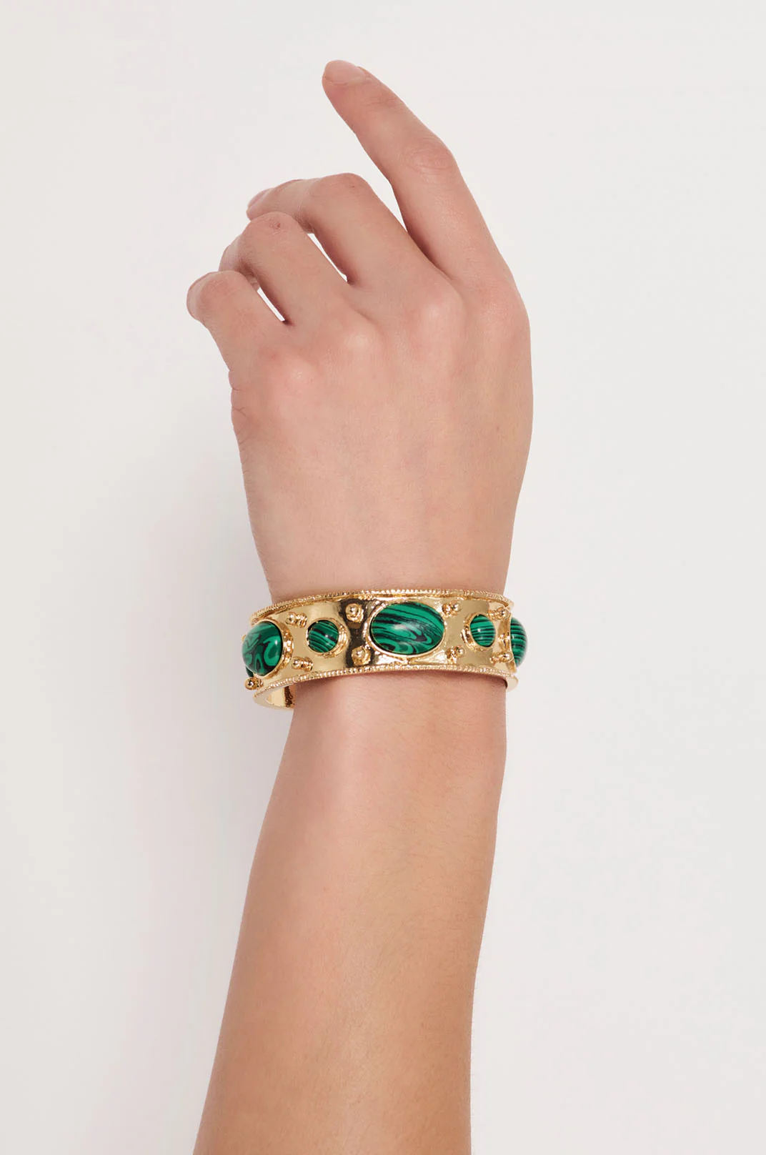 Resin Set Metal Bangle (Green) - Image 2
