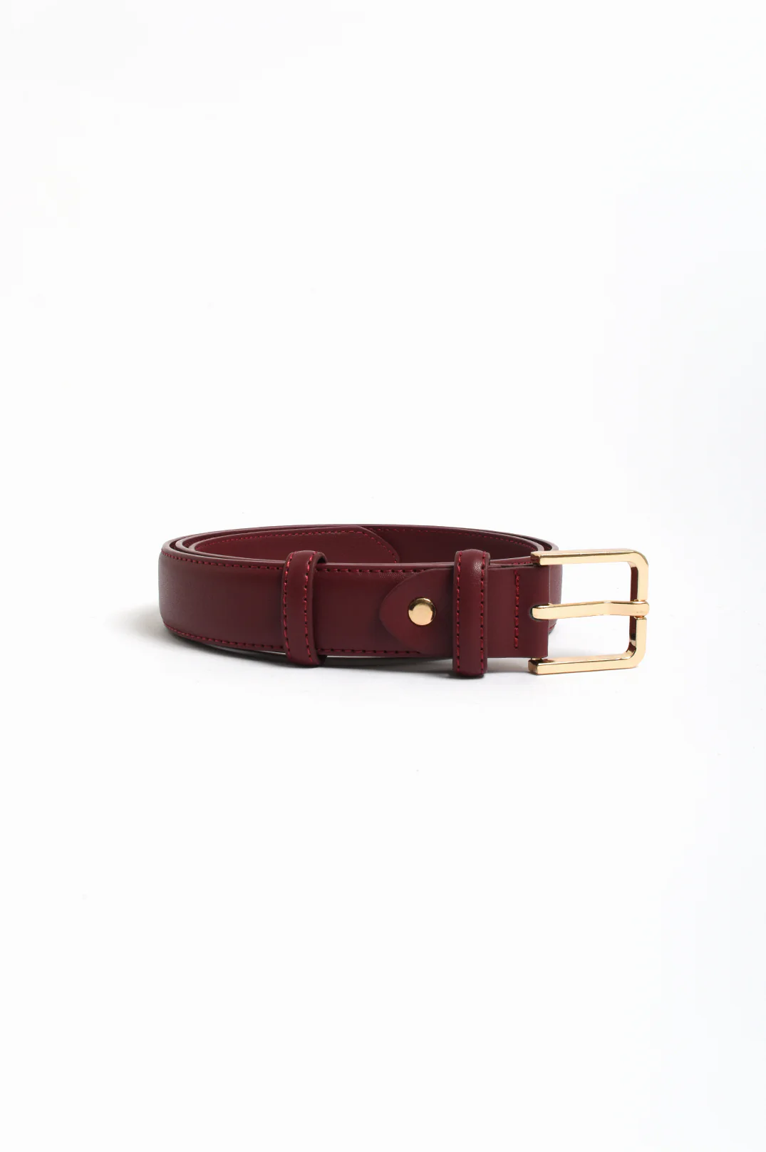 Riley Metal Buckle Jeans Belt (Burgundy/Gold) - Image 3