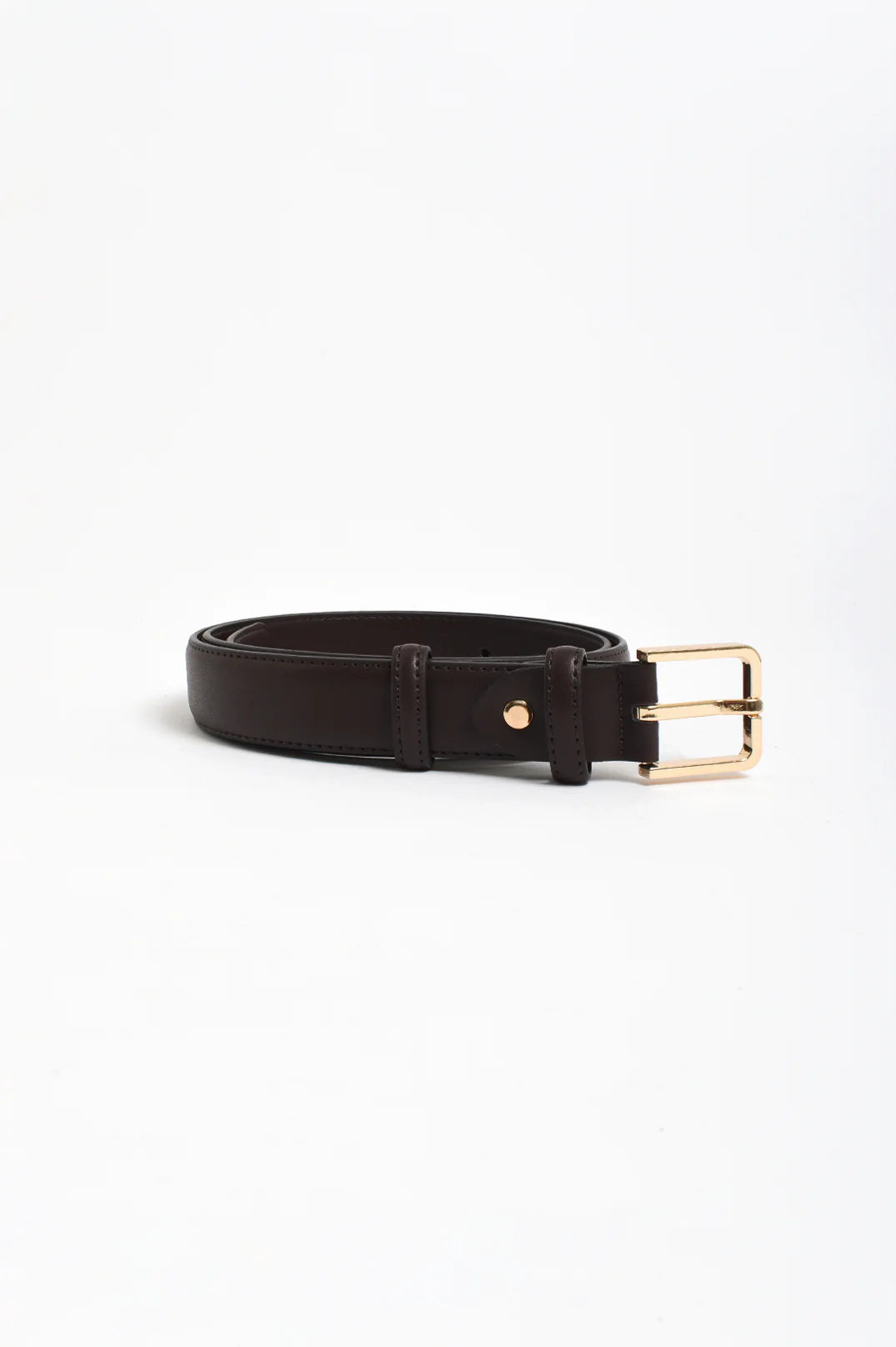Riley Metal Buckle Jeans Belt (Chocolate/Gold) - Image 3