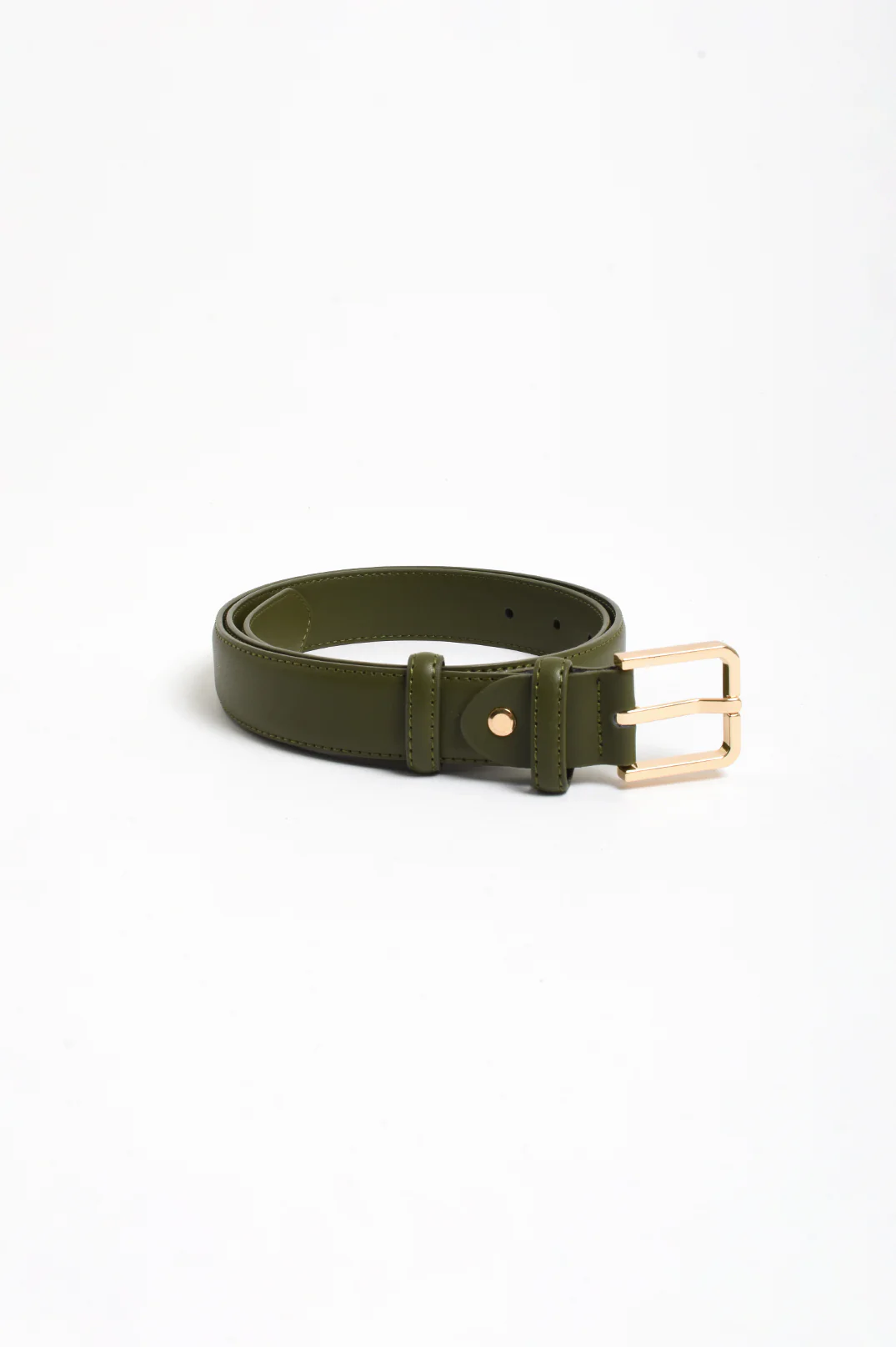 Riley Metal Buckle Jeans Belt (Olive/Gold)