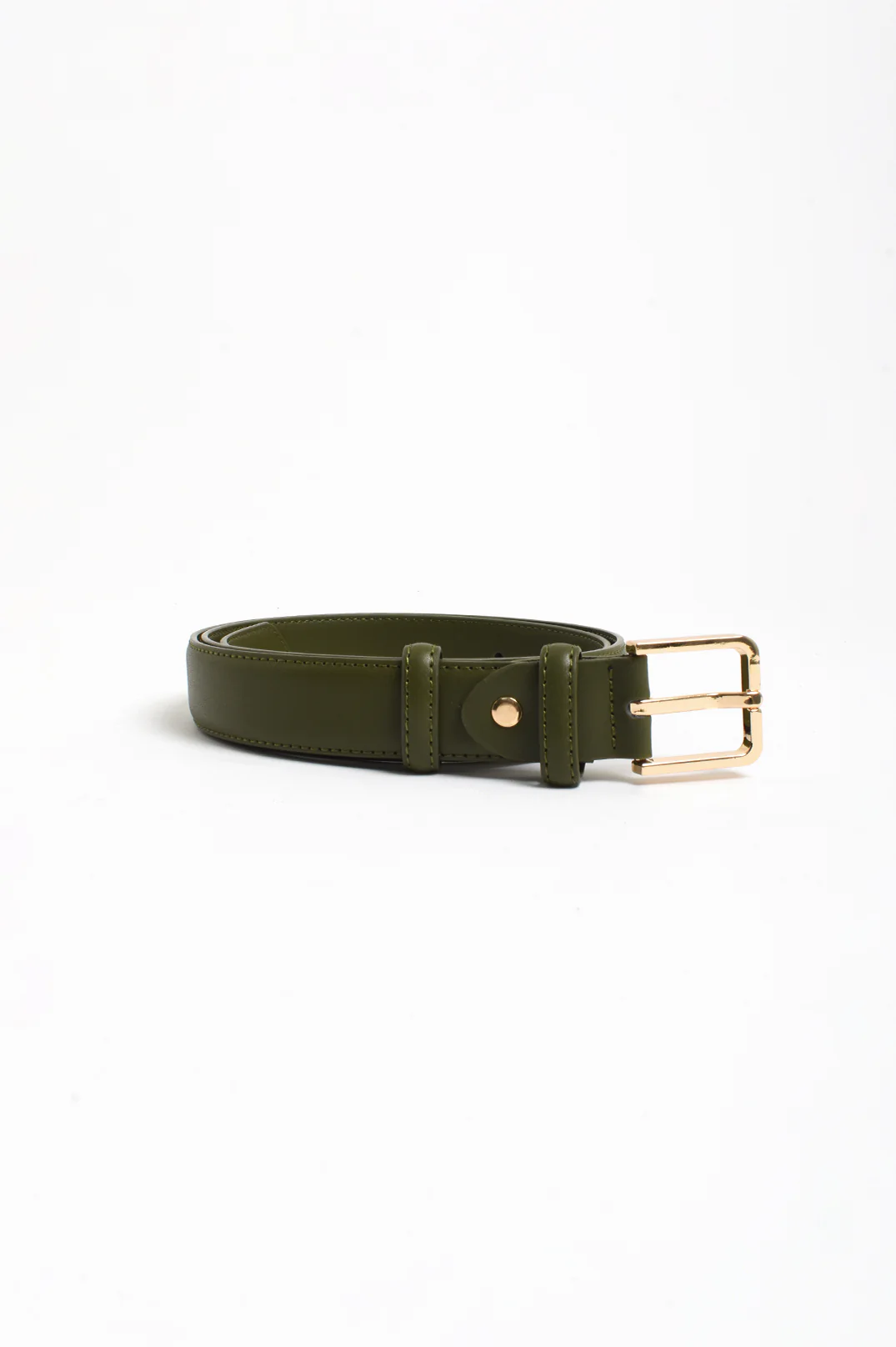 Riley Metal Buckle Jeans Belt (Olive/Gold) - Image 3