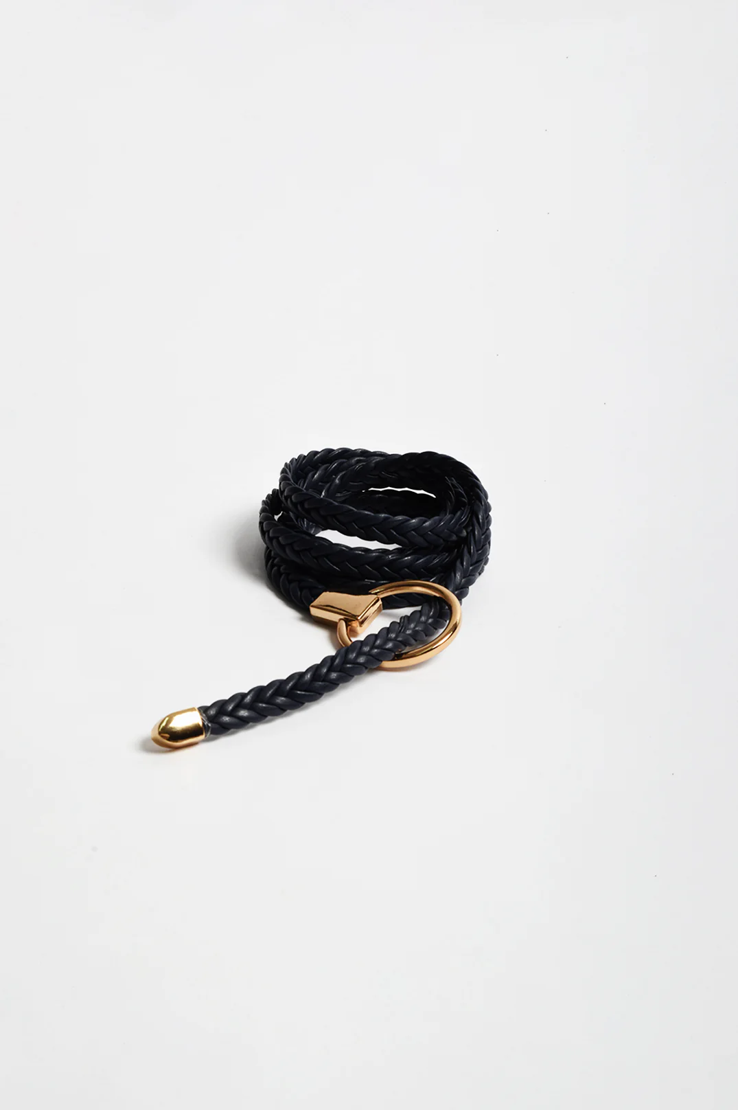Ring Front Plaited Tie Belt (Navy)